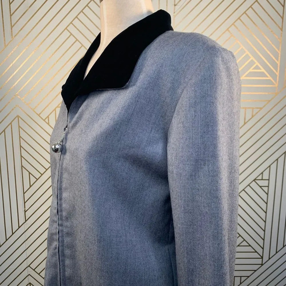 Henri Bendel Vintage Velvet Collar Zip Shift Dress - Picture 5 of 10